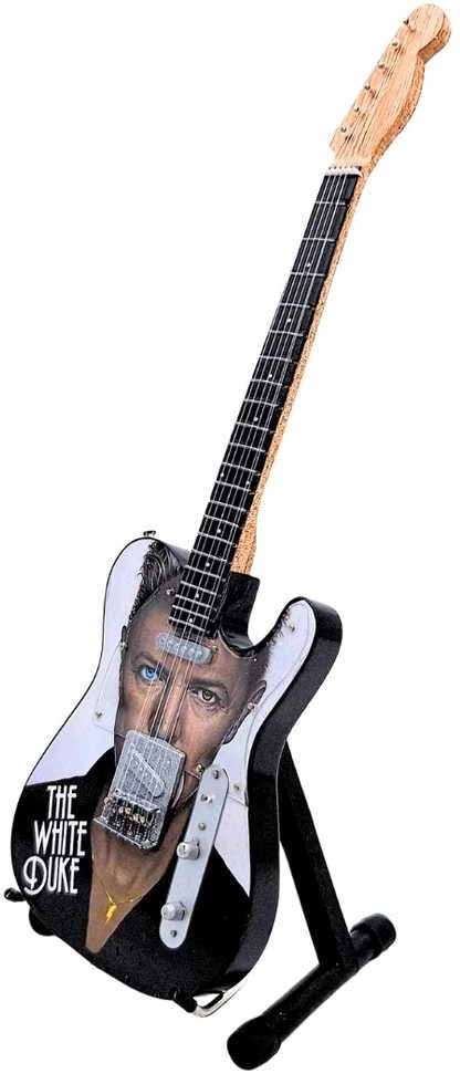 Indominiguitars Kolekcinė mini gitara, įkvėpta Davido Bowie – 1:4, mahagonas, su stovu, fanams