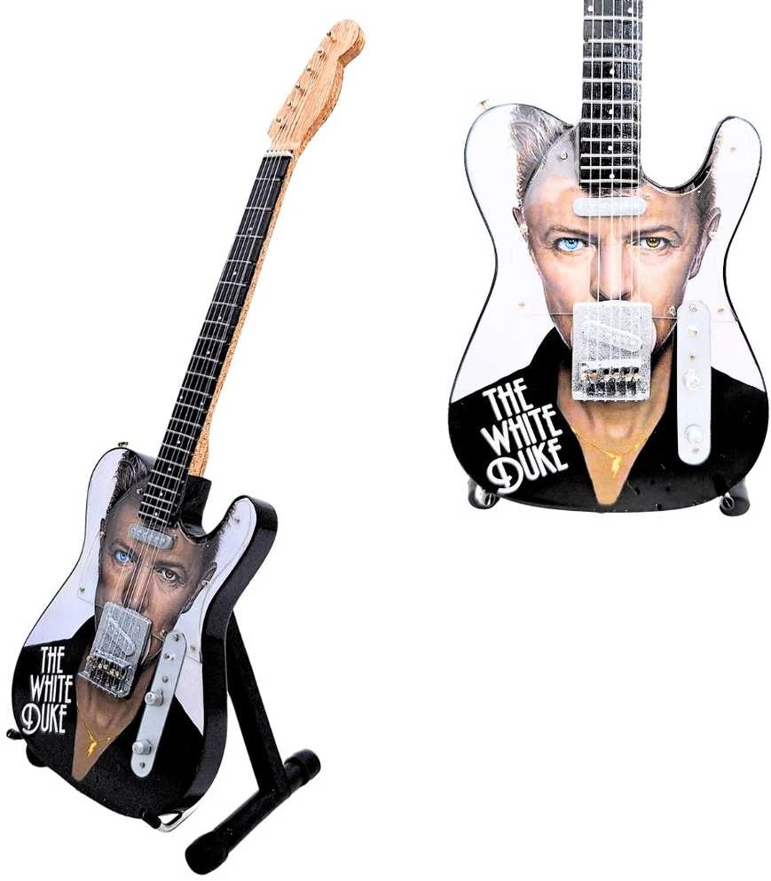 Indominiguitars Kolekcinė mini gitara, įkvėpta Davido Bowie – 1:4, mahagonas, su stovu, fanams
