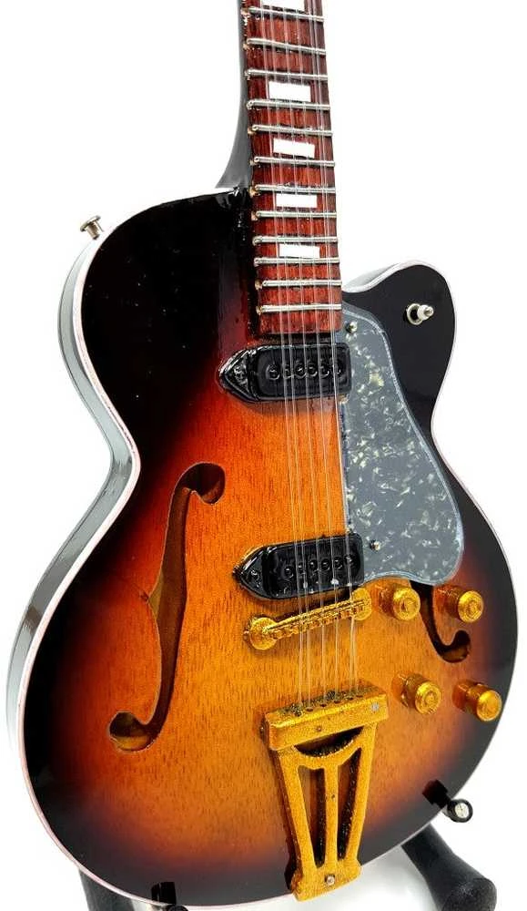 Indominiguitars Mini gitara „Rock’n’Roll“, 1:4, rankų darbo raudonmedžio su stovu
