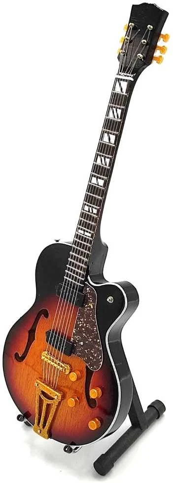 Indominiguitars Mini gitara „Rock’n’Roll“, 1:4, rankų darbo raudonmedžio su stovu