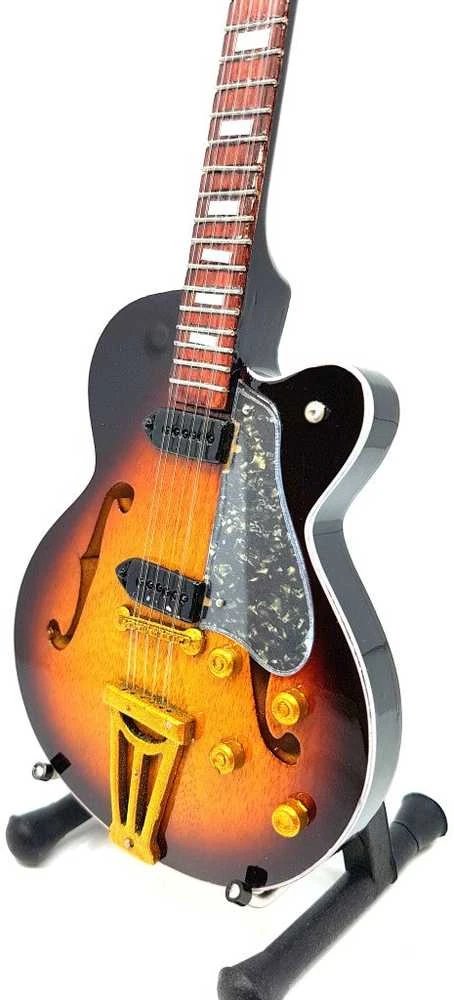 Indominiguitars Mini gitara „Rock’n’Roll“, 1:4, rankų darbo raudonmedžio su stovu