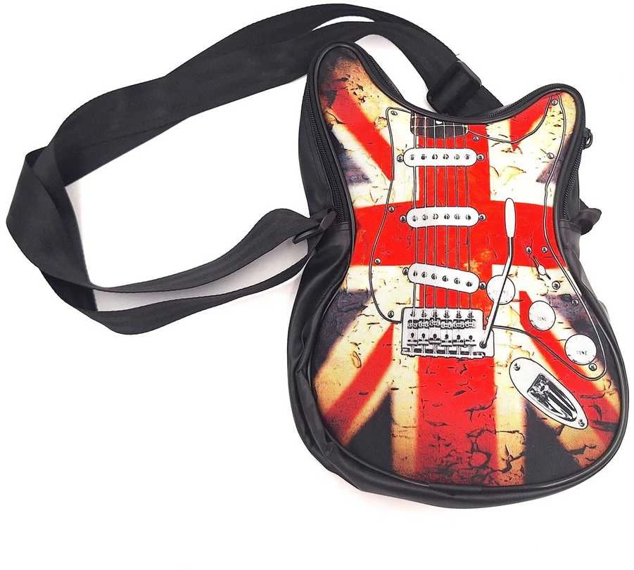 Indominiguitars Išskirtinė gitara formos petinė rankinė su britiška vėliava – muzikos gerbėjams