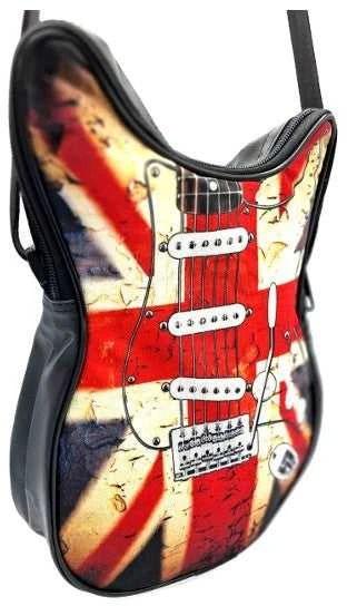 Indominiguitars Išskirtinė gitara formos petinė rankinė su britiška vėliava – muzikos gerbėjams