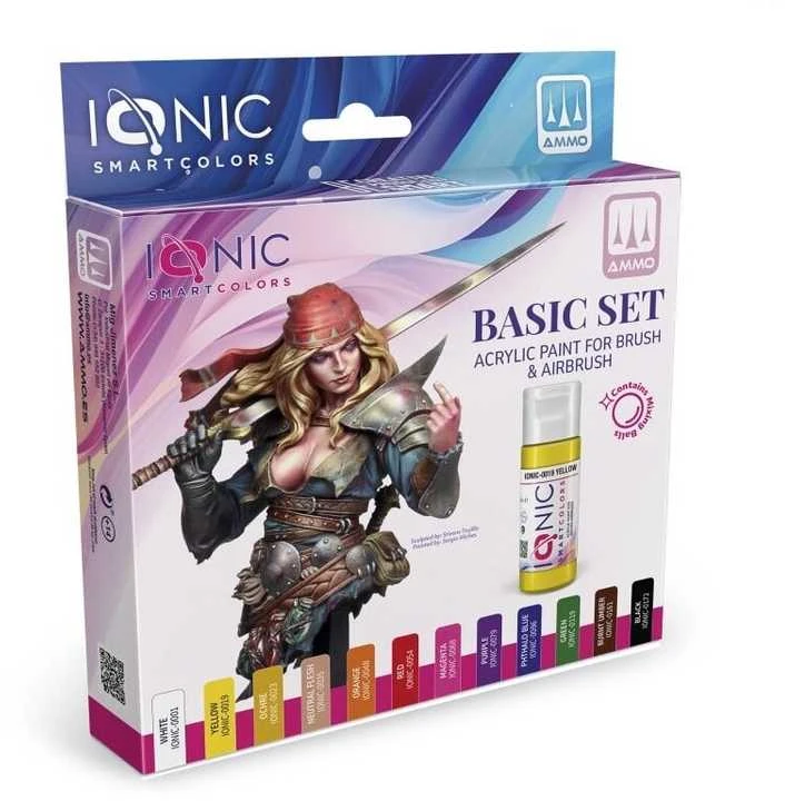 IONIC Smart Colors akrilinių dažų rinkinys Basic 12 spalvų (0500) miniatiūroms