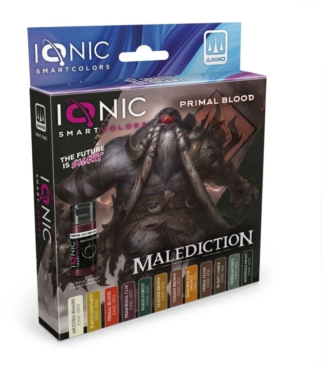 Ionic Smart Colors IONIC akrilinių dažų rinkinys miniatiūroms „Primal Blood“ – 12 spalvų