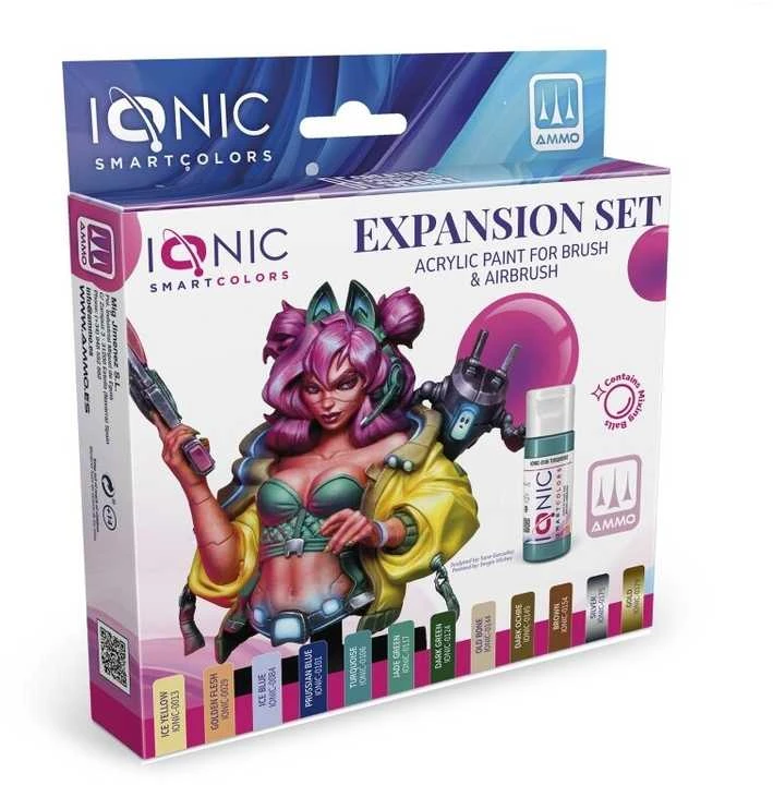 Ionic Smart Colors Ionic akrilinių dažų rinkinys Expansion, 12 spalvų, miniatiūroms + metalinės