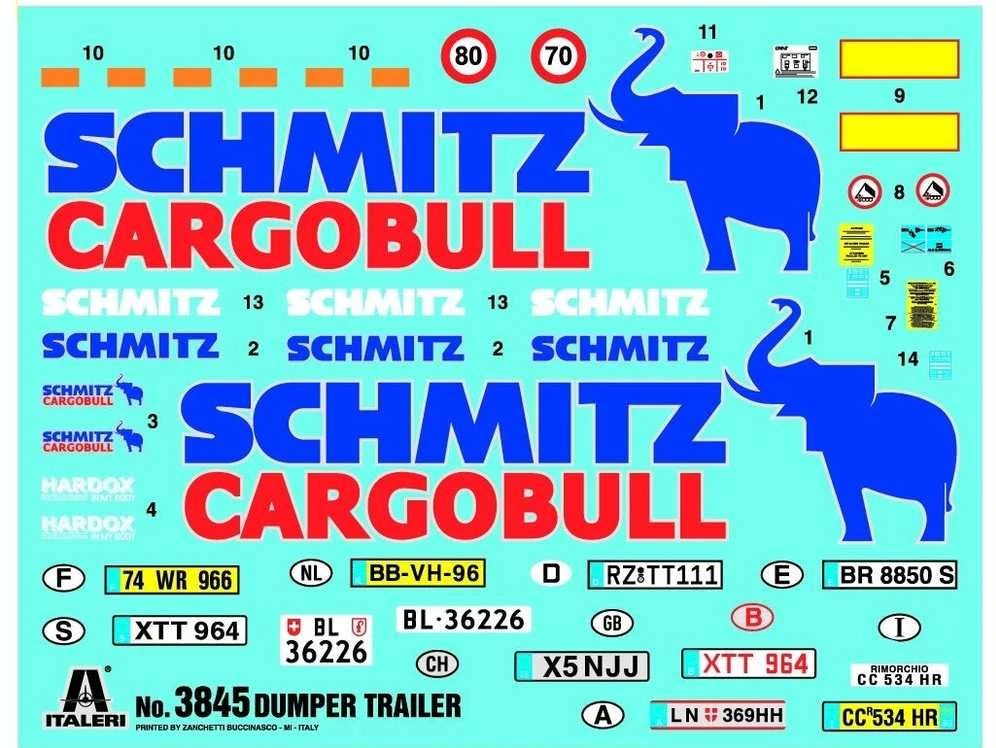 Italeri 1/24 savivarčio priekabos plastikinis surenkamas modelis