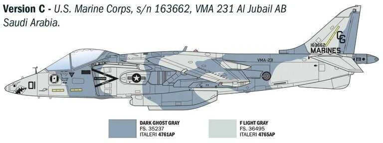 Italeri AV-8B Harrier II 1/72 plastikinis lėktuvo modelis