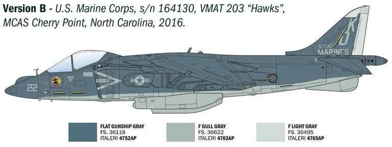 Italeri AV-8B Harrier II 1/72 plastikinis lėktuvo modelis