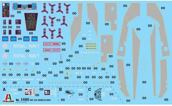 Italeri AW-101 Merlin HM.1 sraigtasparnis 1/72, plastikinis rinkinys