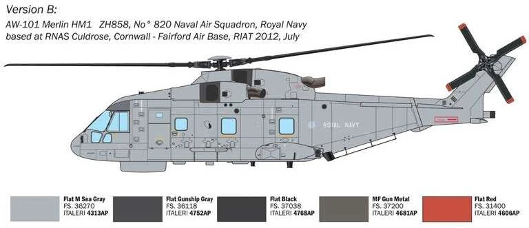 Italeri AW-101 Merlin HM.1 sraigtasparnis 1/72, plastikinis rinkinys