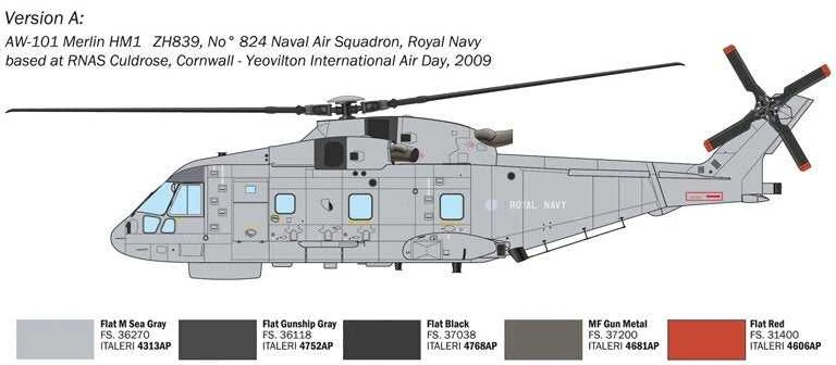 Italeri AW-101 Merlin HM.1 sraigtasparnis 1/72, plastikinis rinkinys