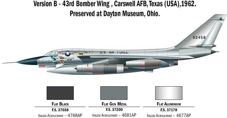 Italeri B-58 Hustler 1/72 plastikinis lėktuvo modelis