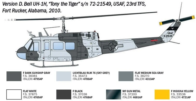 Italeri Bell AB-205/UH-1D SAR sraigtasparnio modelis 1/48