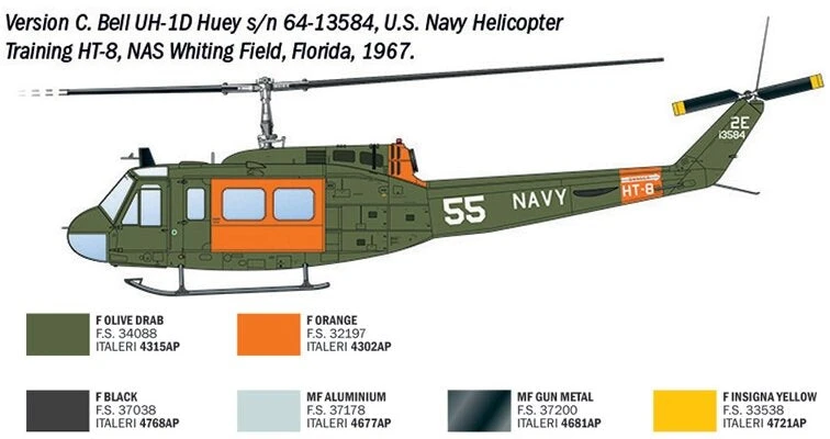 Italeri Bell AB-205/UH-1D SAR sraigtasparnio modelis 1/48