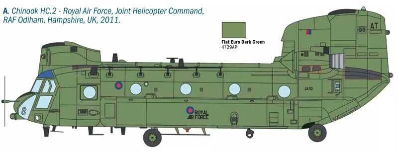 Italeri Boeing Chinook HC.2/CH-47F 1/48 plastikinis sraigtasparnio modelis
