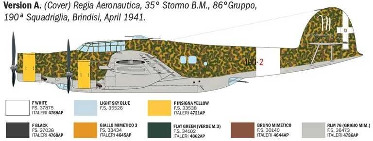 Italeri Cant Z.1007bis Alcione 1/72 lėktuvo surinkimo rinkinys