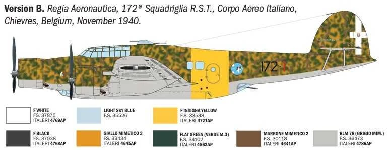 Italeri Cant Z.1007bis Alcione 1/72 lėktuvo surinkimo rinkinys