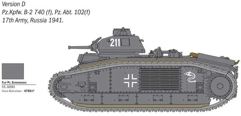 Italeri Char B1 Bis 1:56 plastikinis surenkamas tanko modelio rinkinys