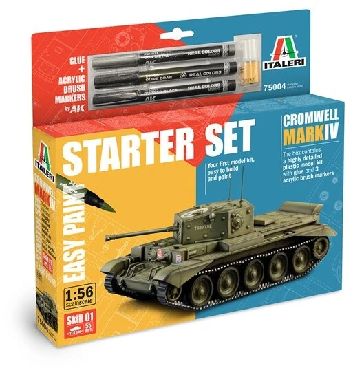 Italeri Cromwell Mk. IV tanko surenkamo modelio dovanų rinkinys 1/56 su dažais ir klijais