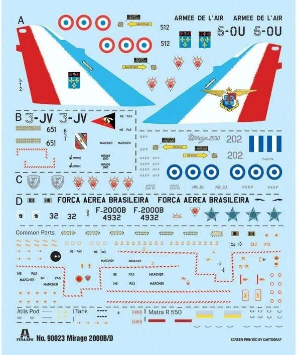 Italeri Dassault Mirage 2000 B/D 1/72 plastikinis lėktuvo modelis