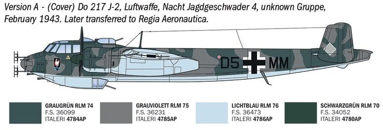 Italeri Dornier Do 217 J1/J2 Nachtjäger naktinio naikintuvo modelis 1/72, 91266