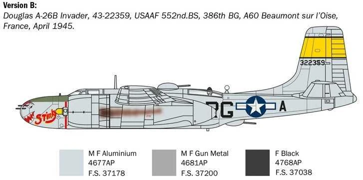 Italeri Douglas A-26B Invader 1/72 plastikinis surenkamas lėktuvo modelis