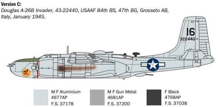 Italeri Douglas A-26B Invader 1/72 plastikinis surenkamas lėktuvo modelis