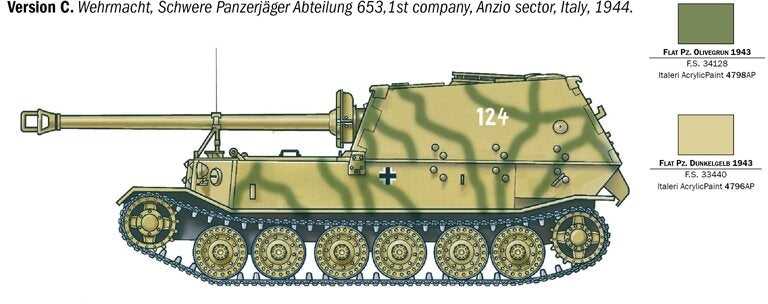 Italeri Elefant Sd.Kfz.184 tanko naikintuvas 1/35 surenkamas modelis