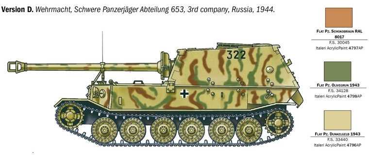 Italeri Elefant Sd.Kfz.184 tanko naikintuvas 1/35 surenkamas modelis