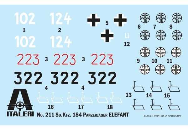 Italeri Elefant Sd.Kfz.184 tanko naikintuvas 1/35 surenkamas modelis