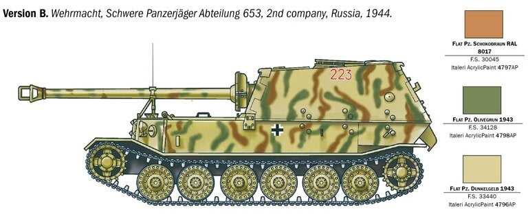 Italeri Elefant Sd.Kfz.184 tanko naikintuvas 1/35 surenkamas modelis