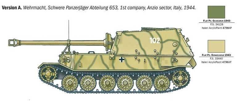 Italeri Elefant Sd.Kfz.184 tanko naikintuvas 1/35 surenkamas modelis