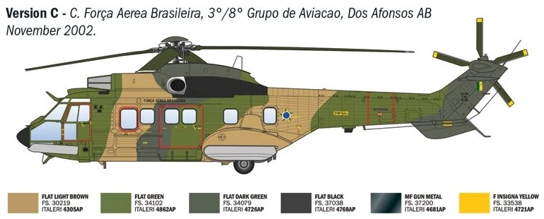 Italeri Eurocopter AS332 Super Puma sraigtasparnio modelis 1/72, 25,5 cm