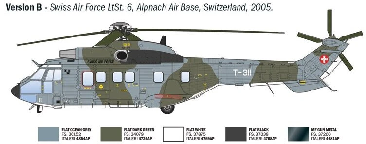 Italeri Eurocopter AS332 Super Puma sraigtasparnio modelis 1/72, 25,5 cm