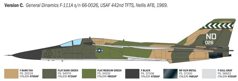 Italeri F-111A Aardvark naikintuvo modelis 1/72 – plastikinis rinkinys