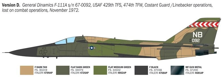 Italeri F-111A Aardvark naikintuvo modelis 1/72 – plastikinis rinkinys