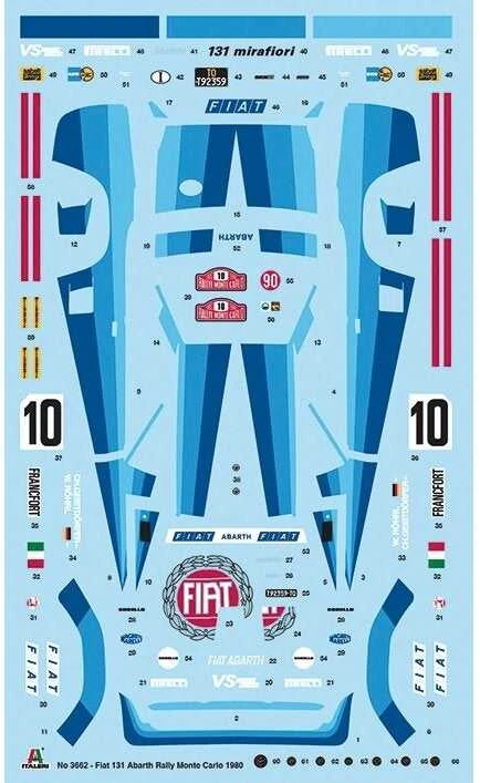 Italeri Fiat 131 Abarth 1/24 plastikinis surenkamas automobilio rinkinys