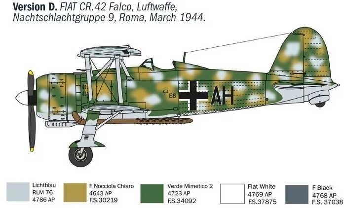 Italeri FIAT CR.42 Falco naktinis naikintuvas 1/72 plastikinis modelis (1485)