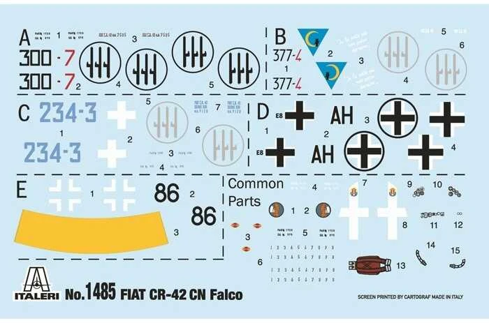 Italeri FIAT CR.42 Falco naktinis naikintuvas 1/72 plastikinis modelis (1485)