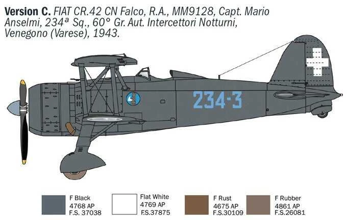 Italeri FIAT CR.42 Falco naktinis naikintuvas 1/72 plastikinis modelis (1485)