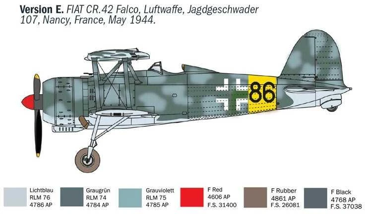 Italeri FIAT CR.42 Falco naktinis naikintuvas 1/72 plastikinis modelis (1485)
