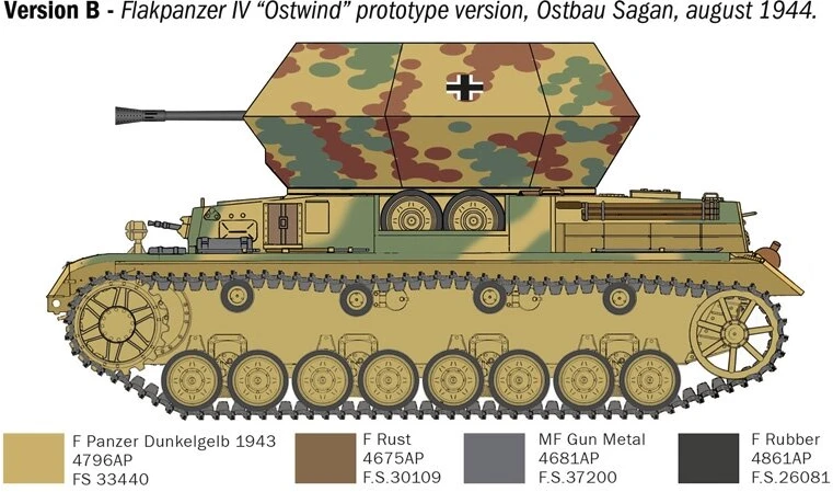 Italeri Flakpanzer IV Ostwind priešlėktuvinio tanko modelis 1/35, 6594