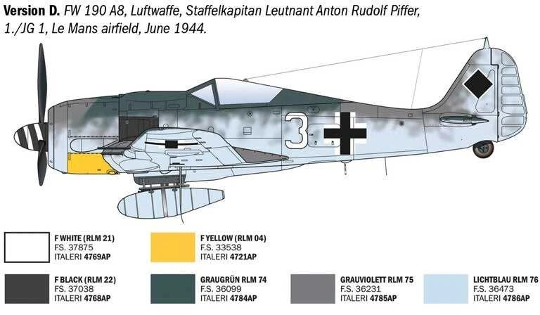 Italeri Focke-Wulf Fw 190 A-8/F Super Decal 1/72 plastikinis lėktuvas