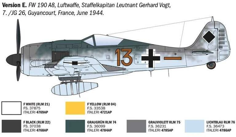 Italeri Focke-Wulf Fw 190 A-8/F Super Decal 1/72 plastikinis lėktuvas