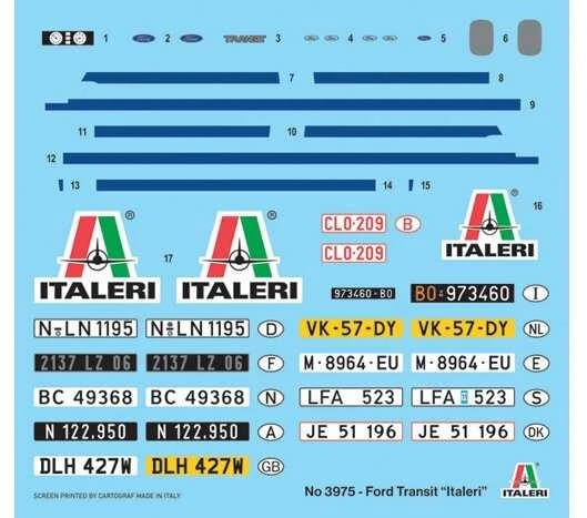 Italeri Ford Transit mikroautobusas 1/24 plastikinis surinkimo rinkinys