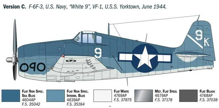 Italeri Grumman Hellcat F6F-3 1/72 plastikinis lėktuvo modelis