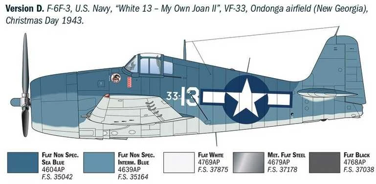 Italeri Grumman Hellcat F6F-3 1/72 plastikinis lėktuvo modelis