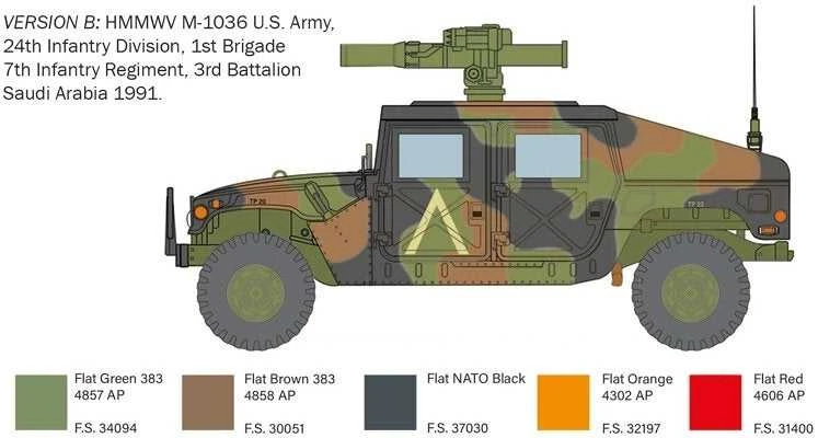 Italeri HMMWV M1036 TOW 1/35 plastikinis karinis modelis