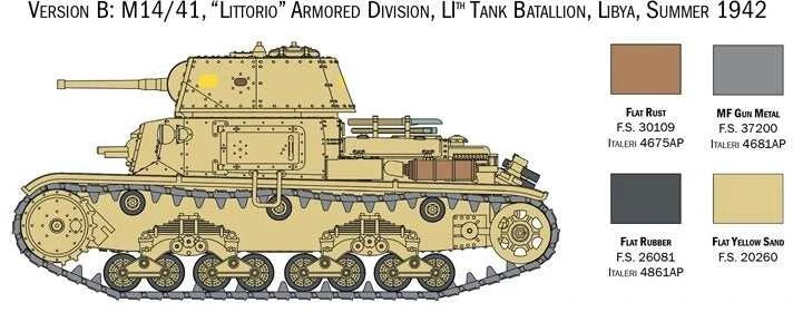 Italeri italų tankai Semoventi M13/40–M41 75/18, 1/56 modelių rinkinys